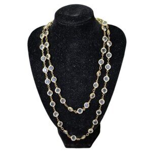 Vintage Swarovski Crystal Necklace Gold-Tone‎ Double-Strand 12" Continuous Loop
